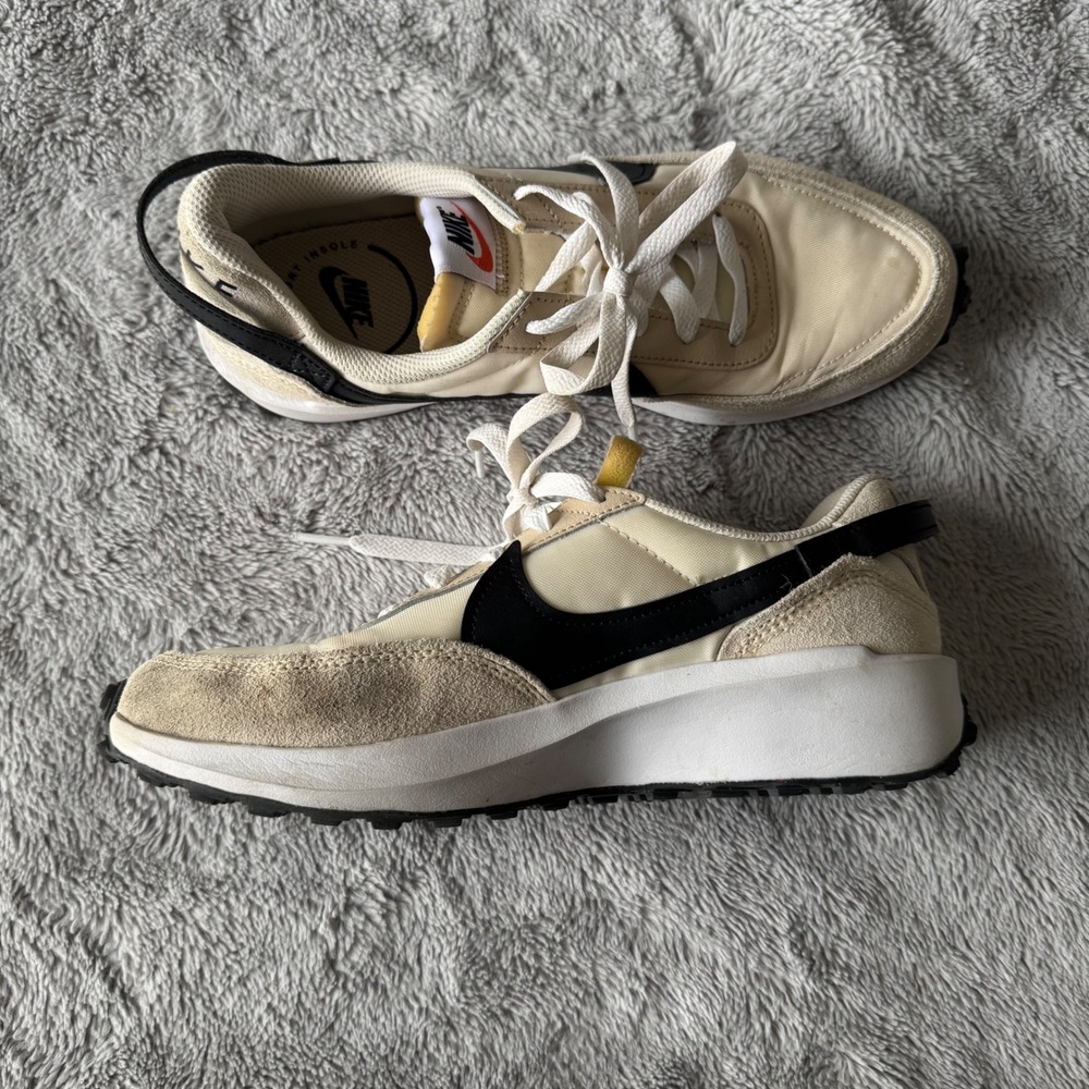 Nike Waffle Debut Pale Ivory Black Retro Sneakers Womens 8.5 Casual Trainer